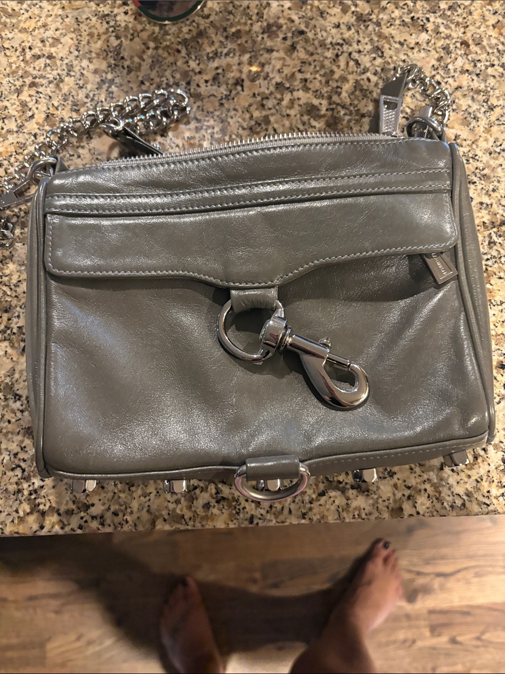 Rebecca Minkoff Silver Gray Mini MAC Crossbody with Hardware Accent
